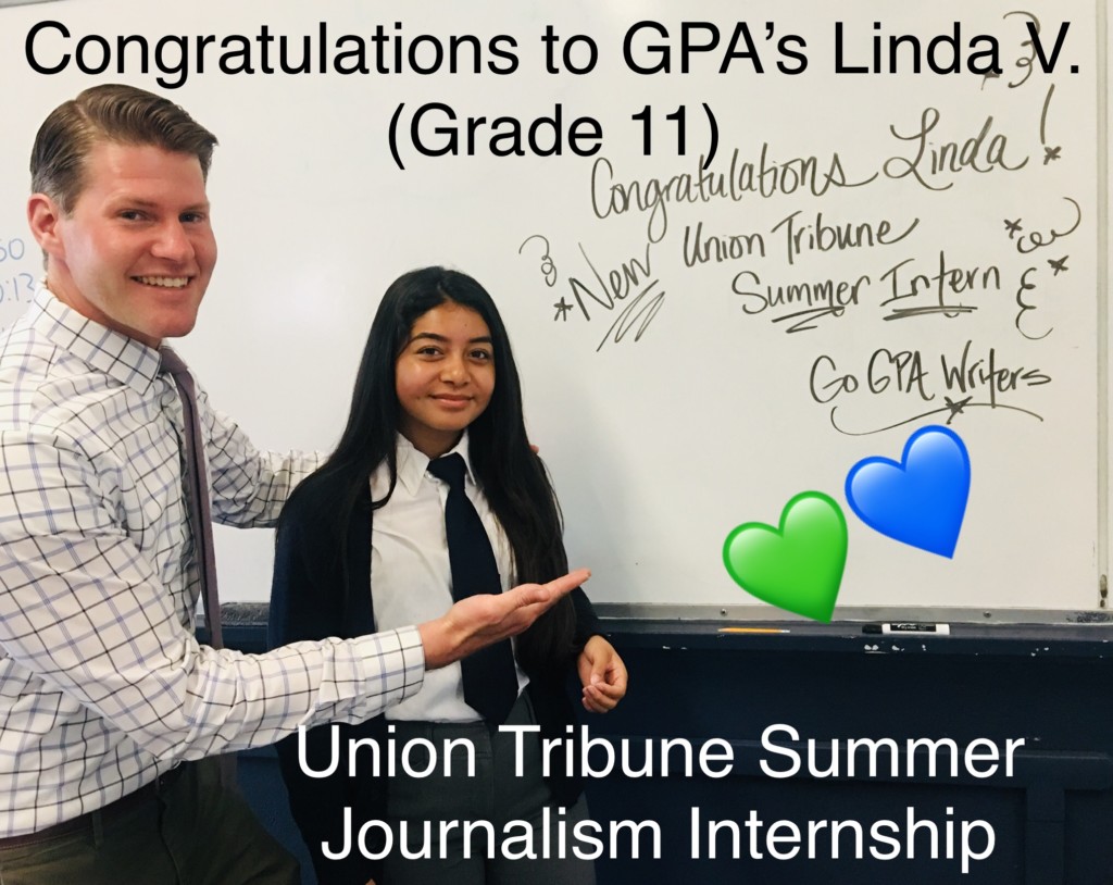 GPA Junior Linda V. Receives Internship at the Union Tribune